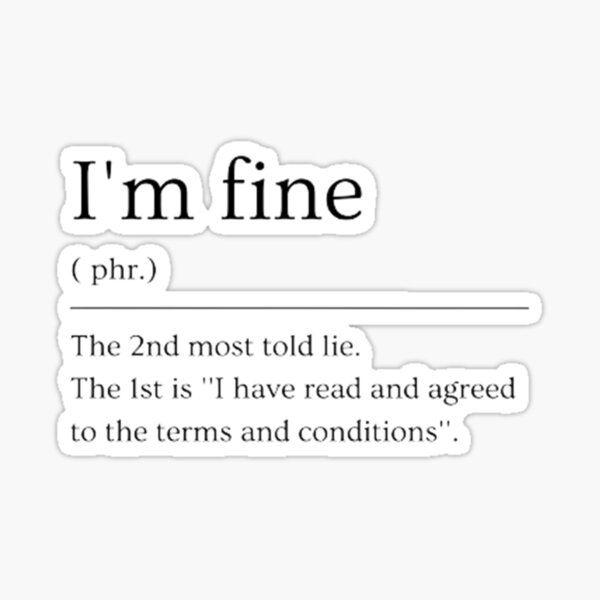 I'm fine, Dictionary Definition Sticker for Sale by ED-TDesigns