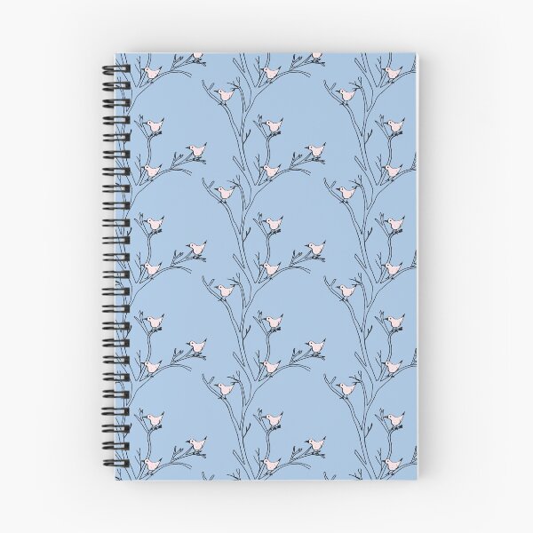 Item preview, Birds in Trees Whimsical Pattern - White Birds with Blue Background designed and sold by sunlightforest.
