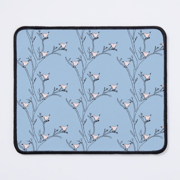 Item preview, Birds in Trees Whimsical Pattern - White Birds with Blue Background designed and sold by sunlightforest.