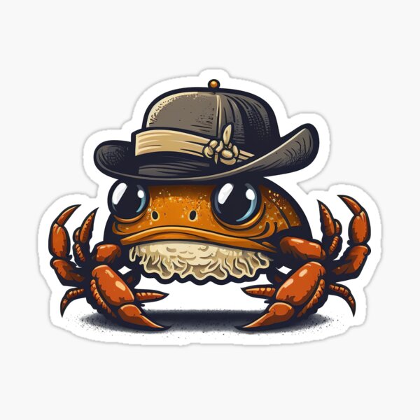 "Cute Cowboy Crab wearing a hat western logo design for kids" Sticker