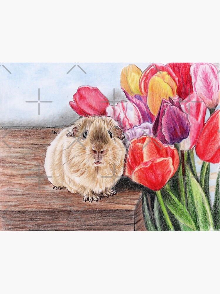 "Guinea pig with tulips" Poster for Sale by KateMakStudio Redbubble