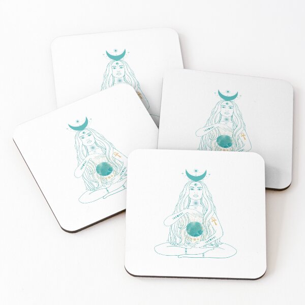 Item preview, Moon GoddessGreen with Gold Ankh Symbol designed and sold by ShaktiAmara.