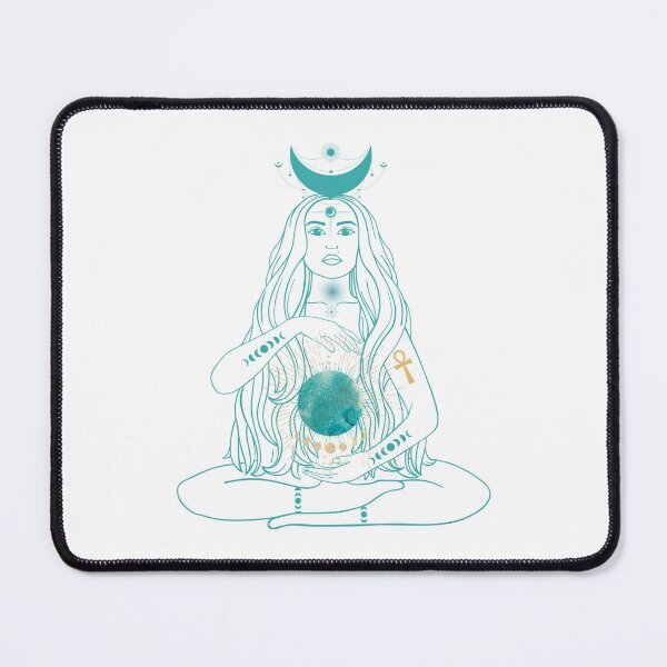 Aperçu de l'œuvre Moon GoddessGreen avec symbole Ankh doré créée et vendue par ShaktiAmara.