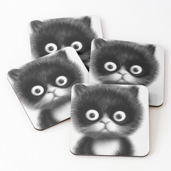 Item preview, Cat Kitten Cute Black and White Drawing designed and sold by phillipbooth.