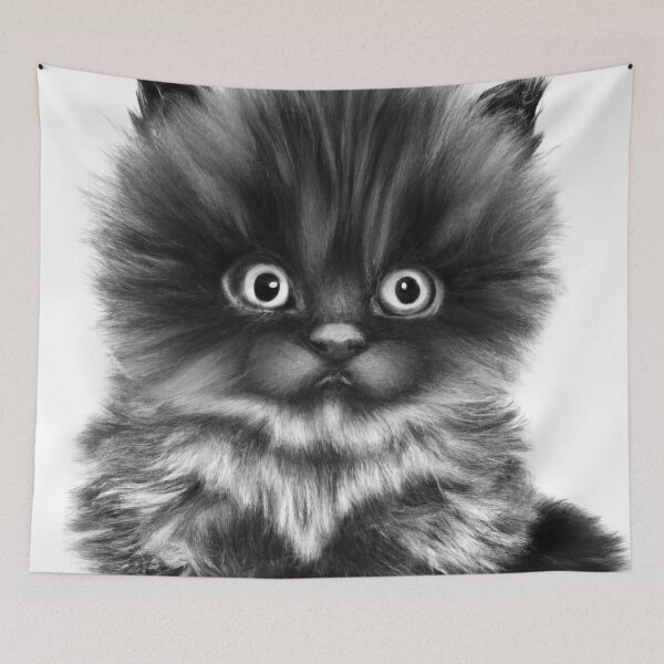 Item preview, Cat Kitten Cute Black and White Drawing designed and sold by phillipbooth.