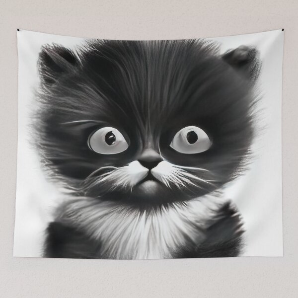 Item preview, Cat Kitten Cute Black and White Drawing designed and sold by phillipbooth.