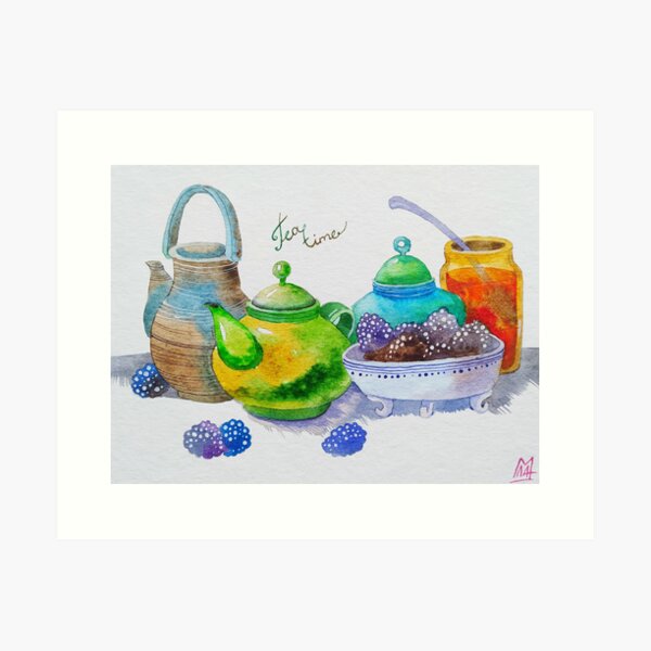 Item preview, Tea Time / Watercolor Still Life / Pitchers designed and sold by DmitrySkripnyc.