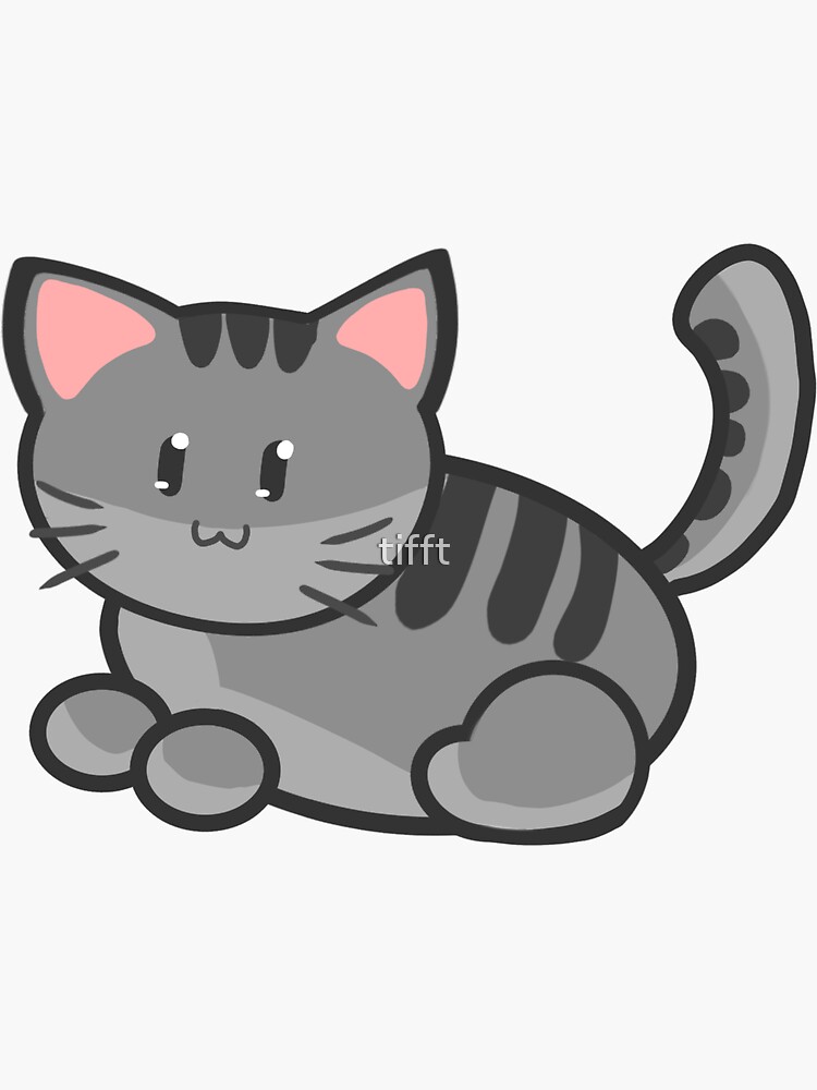 Gray Tabby Kitty Sticker for Sale by redledger