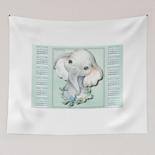 Item preview,  2023 Calendar, Kids Calendar, Yearly Nursery Calendar, Boys Room Art, 2023 Year Calendar, Children's Calendar, Baby Elephant Print, Safari Nursery Decor, 2023 12 month, Monday Start  designed and sold by Dzhenka-Balimez.