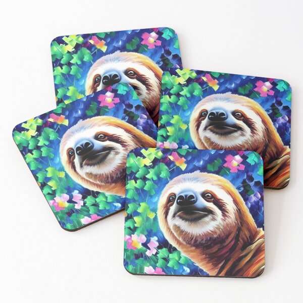 Item preview, Smiling Sloth Surrounded by Flowers designed and sold by ArtistsQuest.