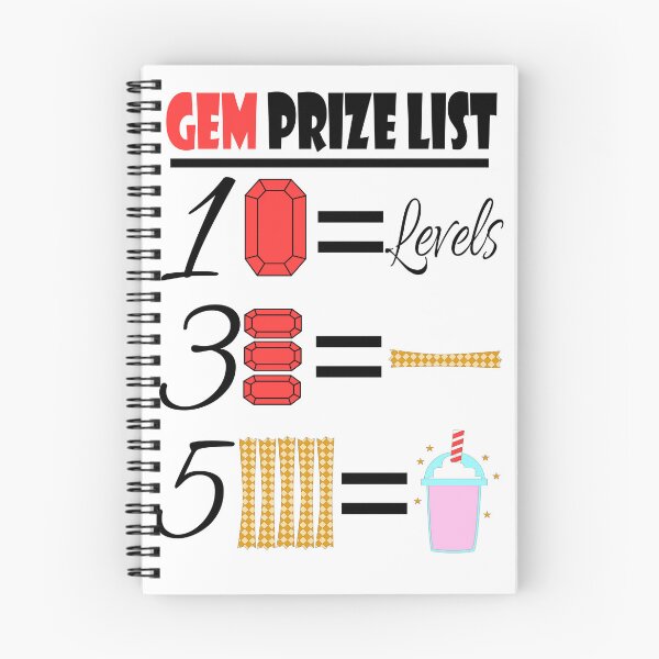 Item preview, Gem Prize List designed and sold by trainedspade.