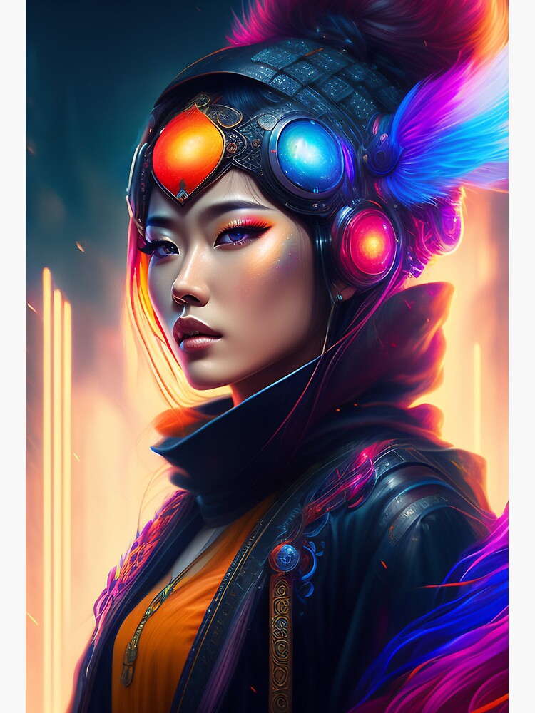 Free AI Image  Cyberpunk warrior looking over city