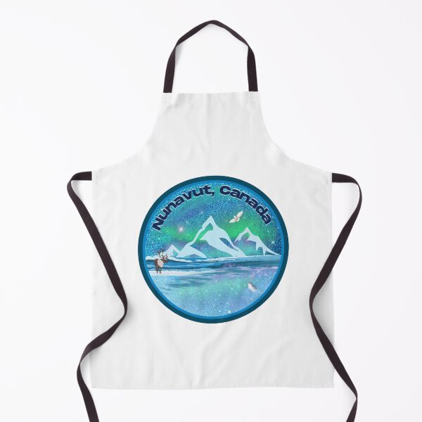 Item preview, Nunavut Canada Northern Lights (Aurora Borealis) scene - Caribou Narwhal Snowy Owl Mountains designed and sold by Chantockey.