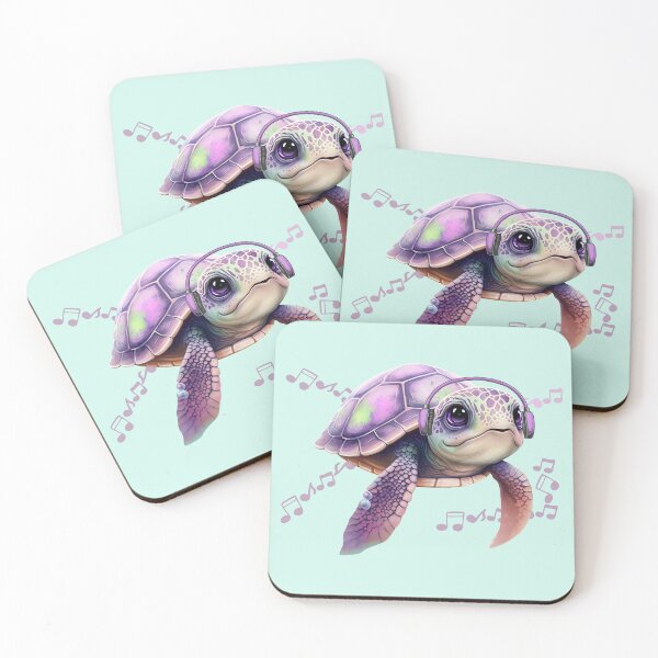 Item preview,  Turtle with headphones listens to music designed and sold by Artbellachi.