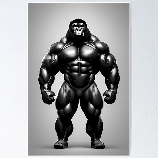 Strong ape gorilla gym workout bodybuilding fitness sport  Poster