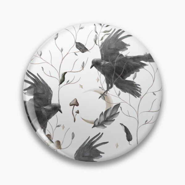 Item preview, Black Raven, Moon and Wild Forest Plants Witchcraft Pattern designed and sold by silviaol.
