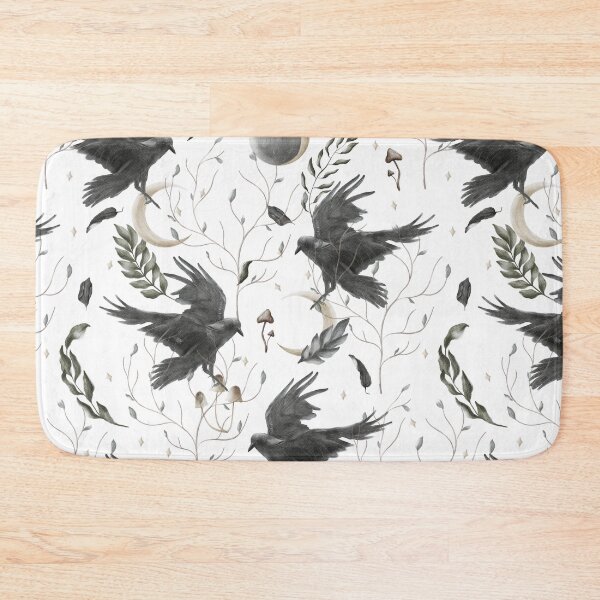 Item preview, Black Raven, Moon and Wild Forest Plants Witchcraft Pattern designed and sold by silviaol.