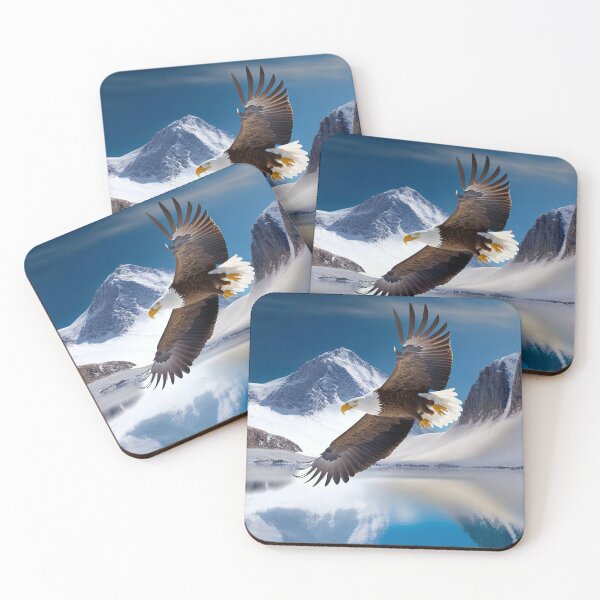Item preview, Weisskopf eagle flies in the mountains over a beautiful lake designed and sold by Globuwear.