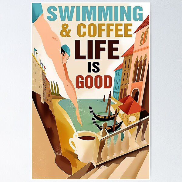 Item preview, Coffee and swimming - Swim Lover designed and sold by Cygnogic28.