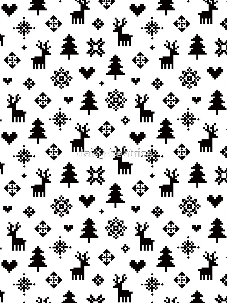 Pixel Pattern - Winter Forest - Black and White by daisy-beatrice