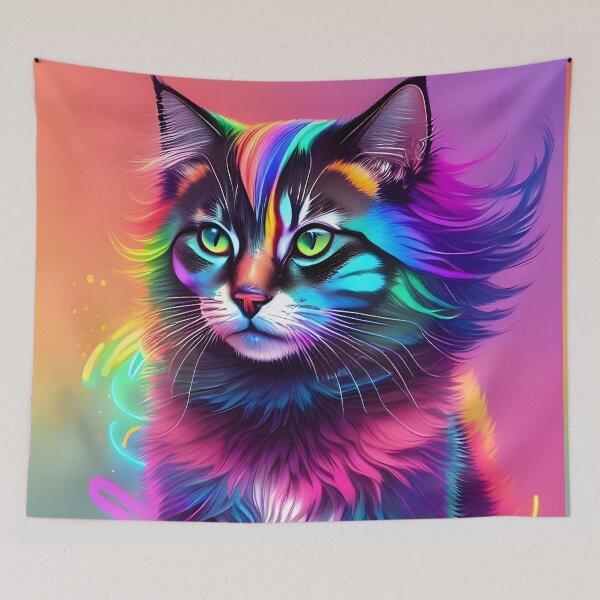 Item preview, Neon Cat - Modern Digital Art designed and sold by Ai-michiart.