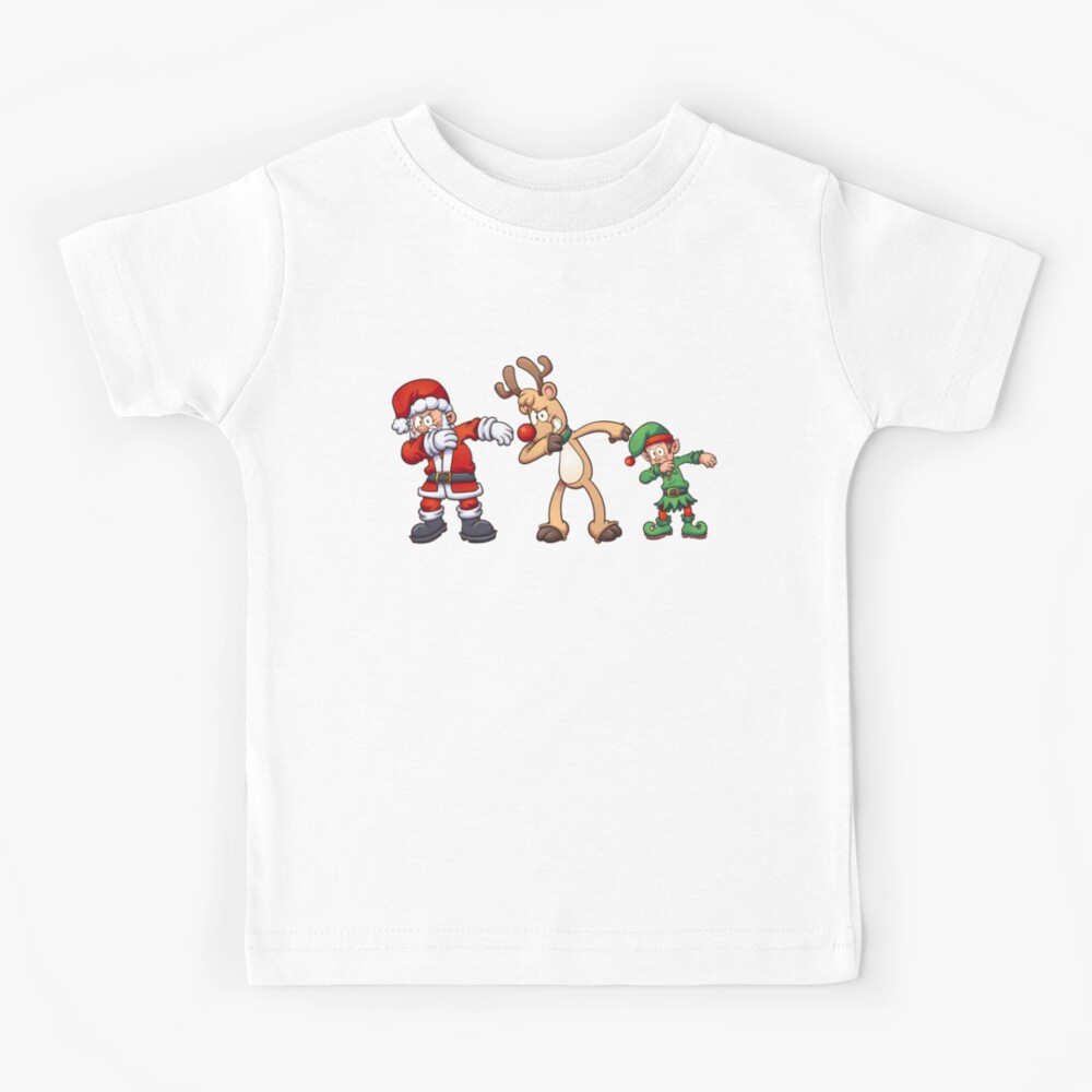 Dabbing Santa Dabbing Reindeer And Dabbing Elf Kids T Shirt By Damncoolstuff Redbubble - elf shirt roblox