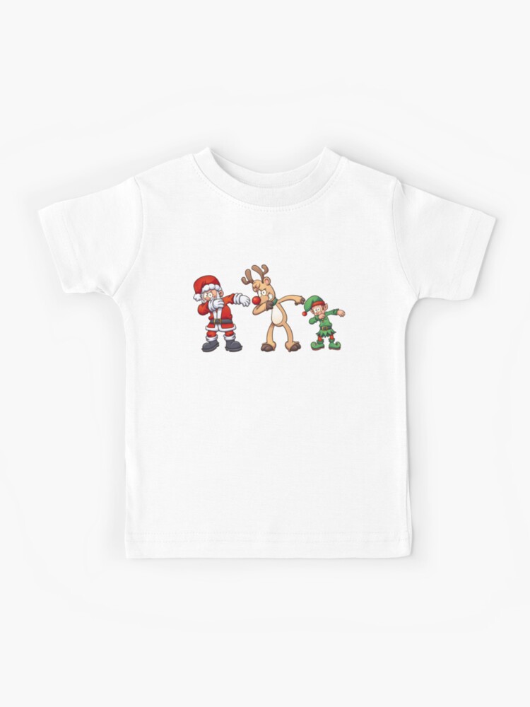 Dabbing Santa Dabbing Reindeer And Dabbing Elf Kids T Shirt By Damncoolstuff Redbubble - me elf t shirt roblox