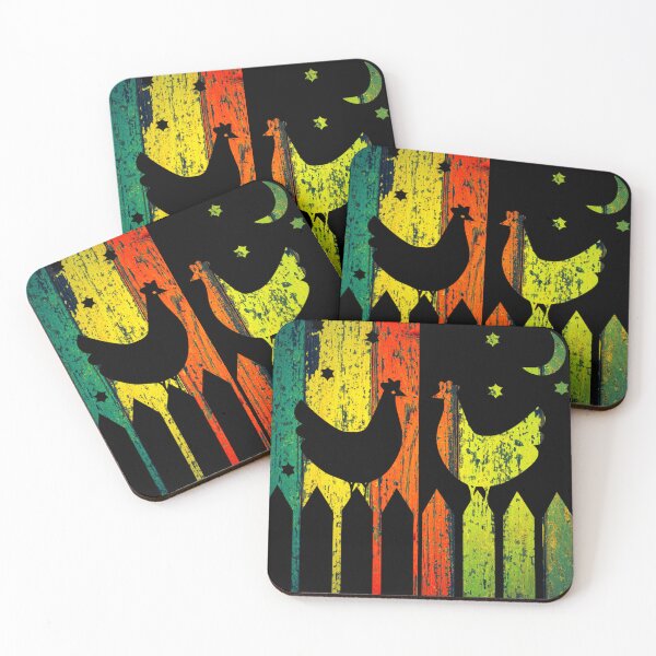 Item preview, Rustic Colorful Day/Night Chickens on barnwood designed and sold by Crobin1961.