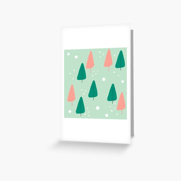 Christmas Brush Trees Greeting Card