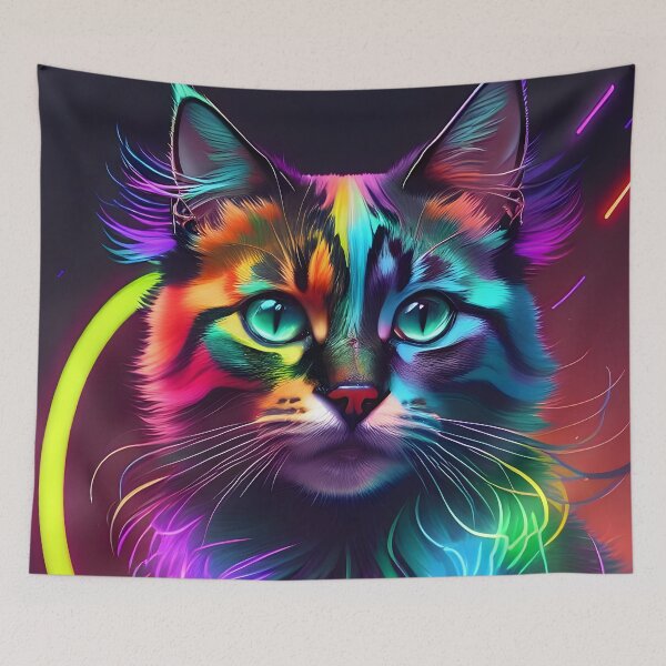 Item preview, Neon Cat - Modern Digital Art designed and sold by Ai-michiart.