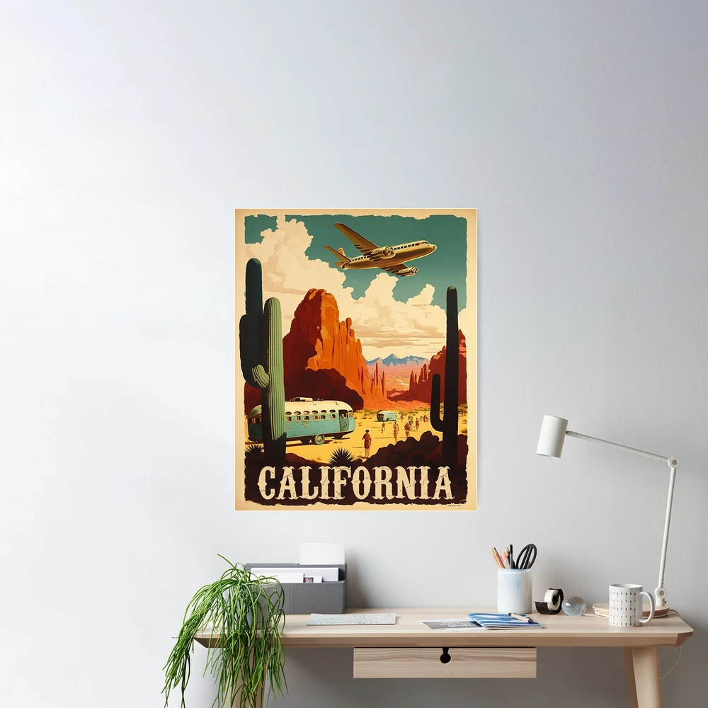 Vintage Travel Posters Set - Retro Wall Art Decor, Los Angeles