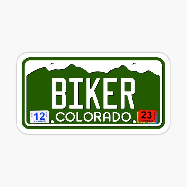 Colorado License Plate - BIKER Sticker
