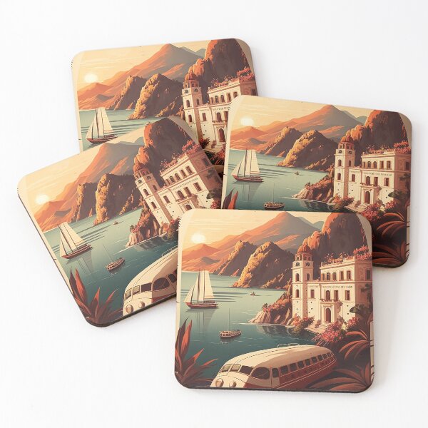Item preview, Croatia Coastline Vintage Travel Art Poster designed and sold by OldTravelArt.