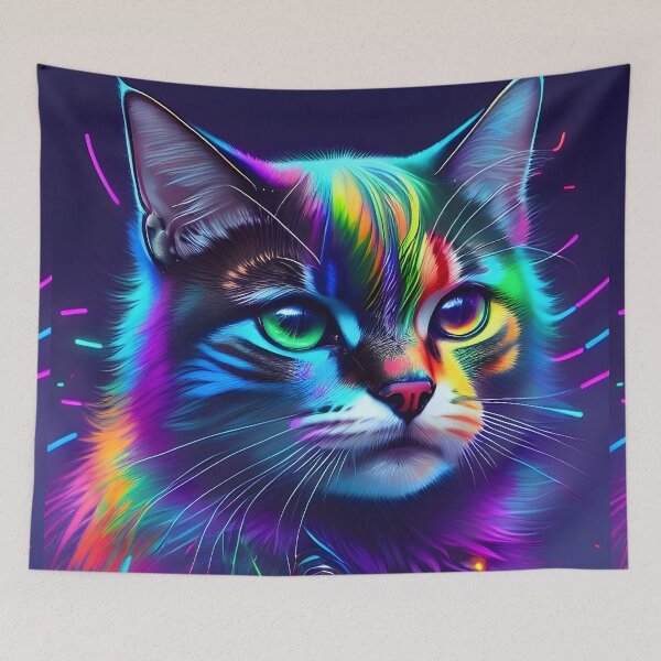 Item preview, Neon Cat - Modern Digital Art designed and sold by Ai-michiart.