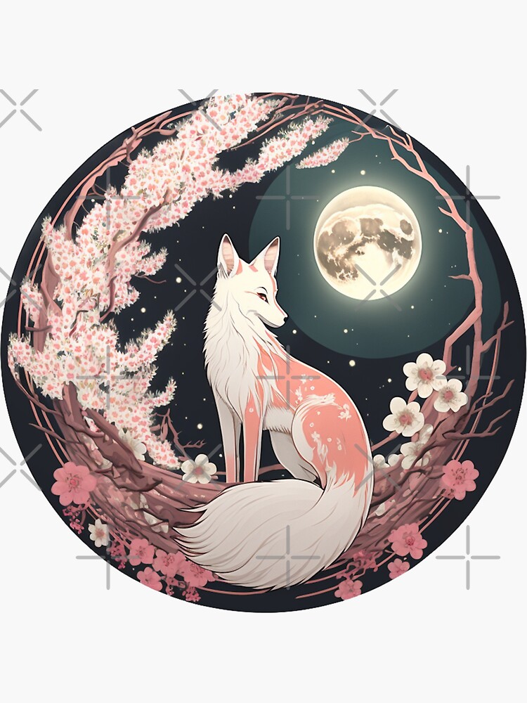 Art Print Ask the Moon Fox Kitsune or Feline Cat Mask Luna 11x17 Cardstock  