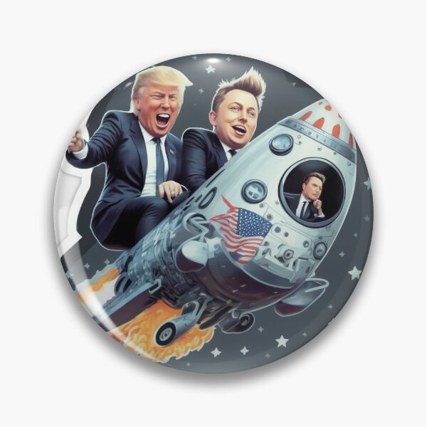 Item preview, Elon Musk and Donald Trump on Rocketship to the Stars! designed and sold by Bleknervin.