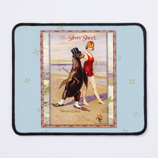 Item preview, Silver Sheet Galloping Fish Antique Magazine Bathing Beauty With Top Hat Wearing Sea Lion  designed and sold by MHirose.