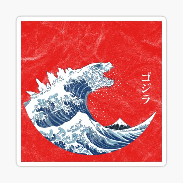 Japan Great Wave Hokusai Of Kaiju Retro T Men Sticker For Sale By