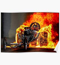 DRAG RACE; Vintage Automobil Burn-Out Print Poster