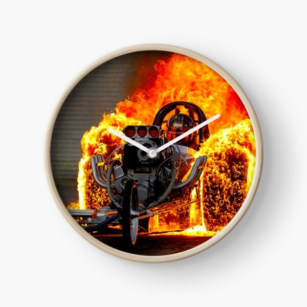 DRAG RACE; Vintage Automobile Burn-Out Print Horloge