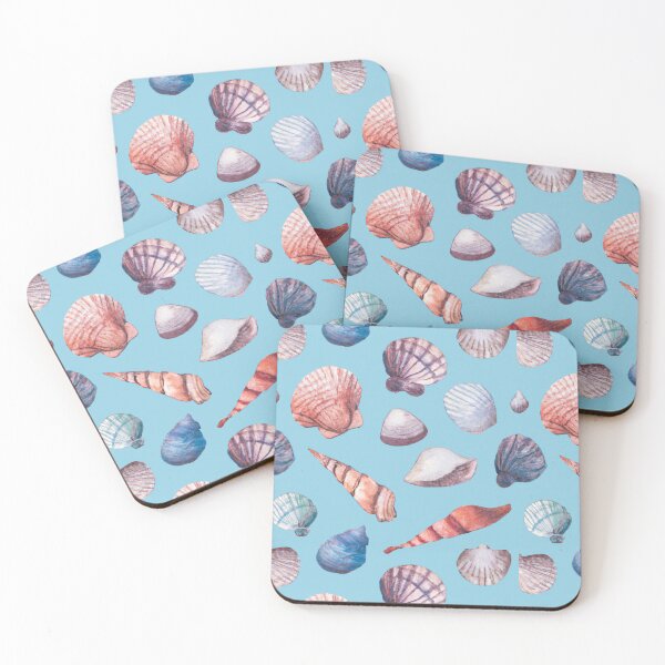 Item preview, Watercolor Seashell Pattern On Baby Blue designed and sold by Yemena.