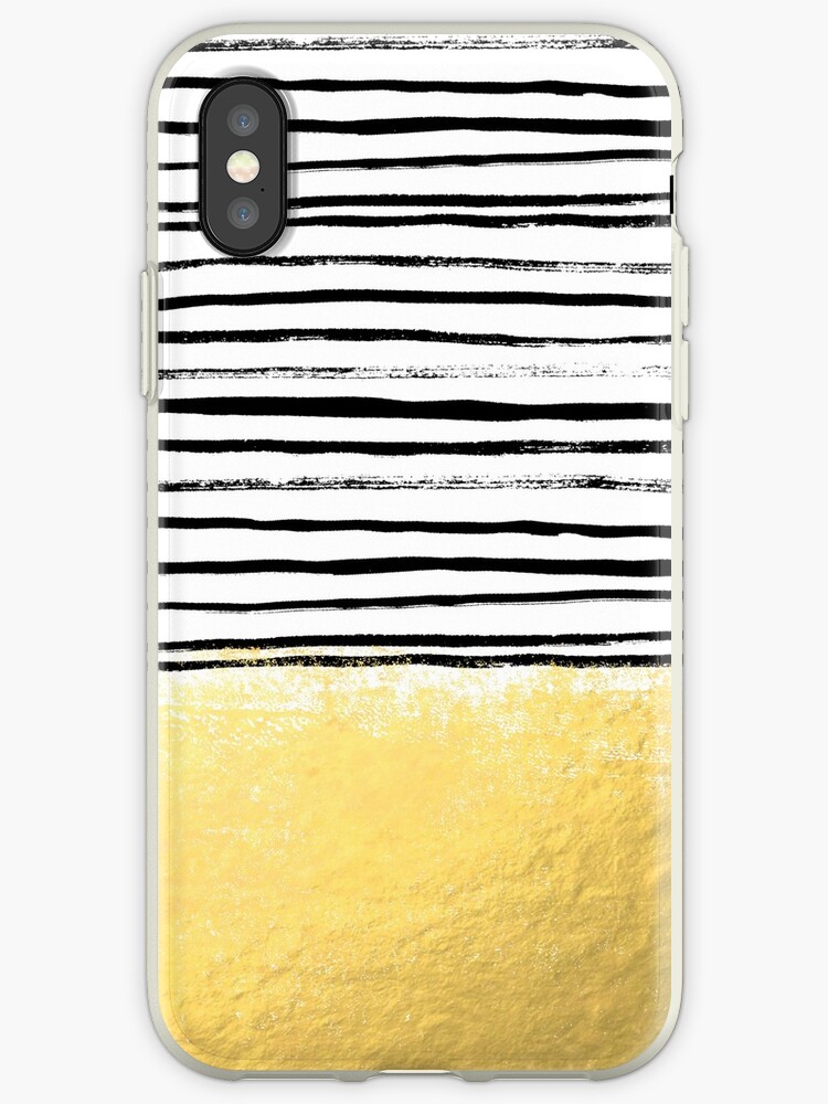 "Blaire Brushed Gold Stripes black and gold, gold trend, gold phone