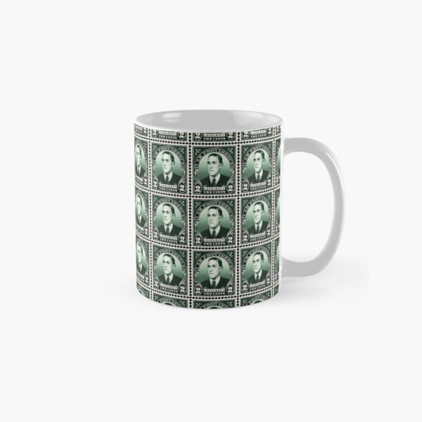 Green H.P. Lovecraft stamp Classic Mug