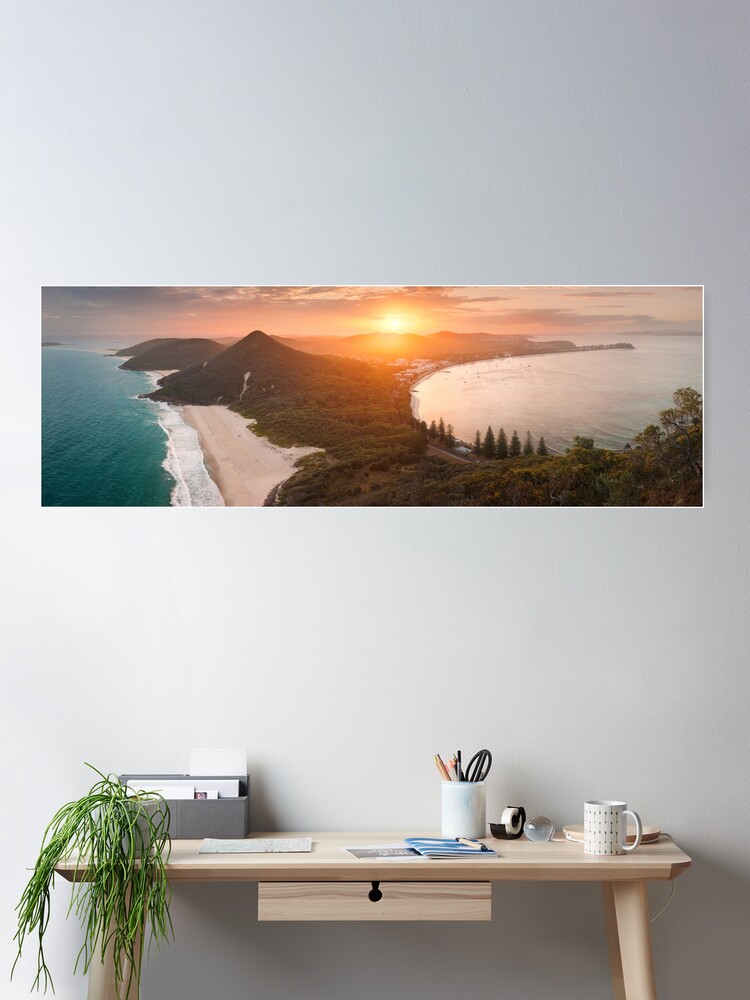 Thumbnail 2 of 3, Poster, Shoal Bay from Tomaree Head, New South Wales, Australia designed and sold by Chockstone.