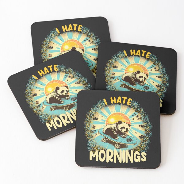 Item preview, I Hate Mornings Panda Shirt, Skateboarding Panda, Skate designed and sold by Skateboard-Art.