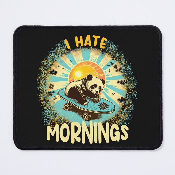 Item preview, I Hate Mornings Panda Shirt, Skateboarding Panda, Skate designed and sold by Skateboard-Art.