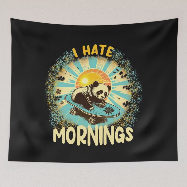 Item preview, I Hate Mornings Panda Shirt, Skateboarding Panda, Skate designed and sold by Skateboard-Art.