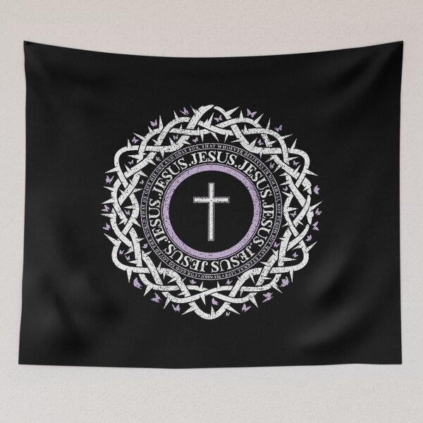 Item preview,  Jesus Christ cross crown of thorns - white and lilac designed and sold by LAVAINA-022.