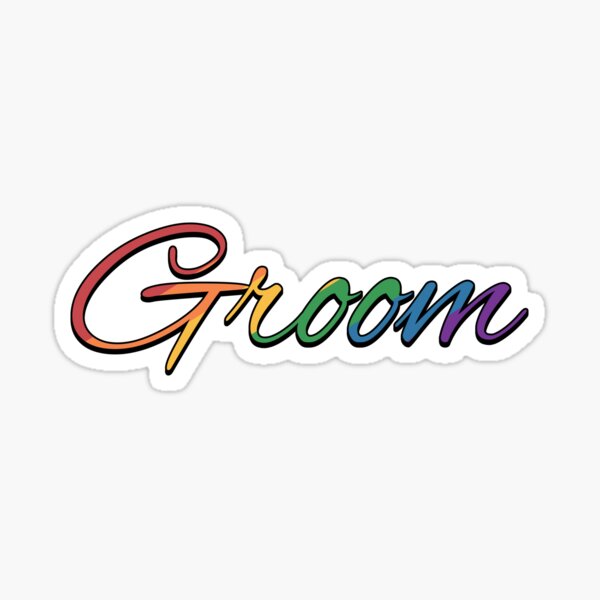 Gay Pride Groom Typography in Rainbow Colors Sticker