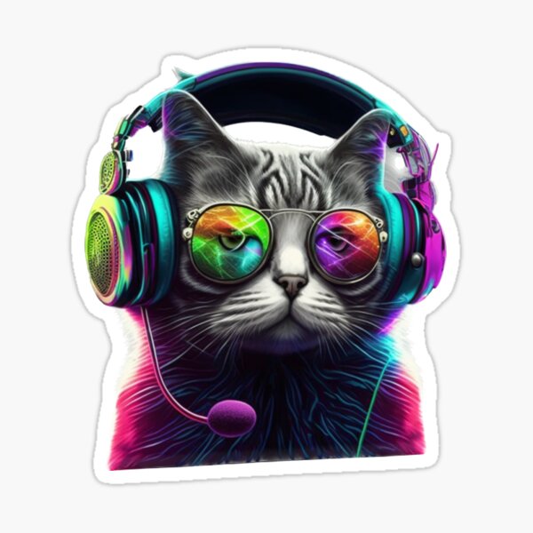 Cat DJ Music Kitten Rave Disco Kitty Animal Pet Gift Digital Art